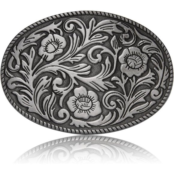 Women Cowboy Rodeo Running Horse Antique Floral Belt Buckle - Picture 1 of 7